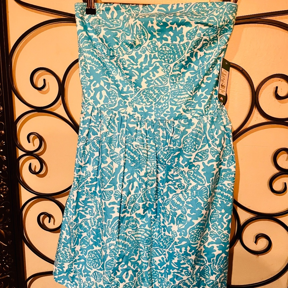 Lilly Pulitzer Turquoise Chandie Strapless dress. NWT!